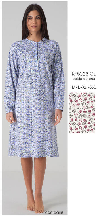 ART. KF5023 CL- camicia notte donna carre' m/l kf5023 cl - Fratelli Parenti